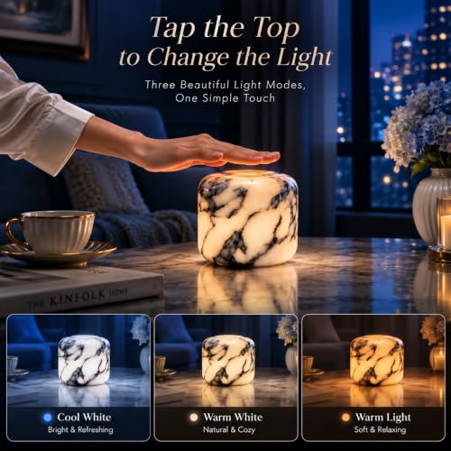 Natural Marble Lamp Cordless Touch Control Night Light 3