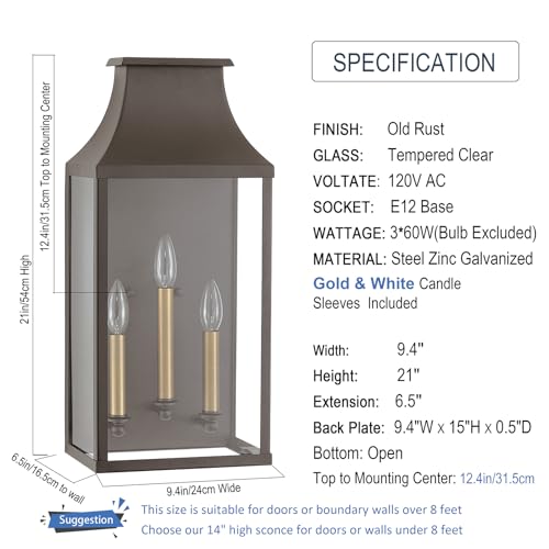 21" Large Classic Outdoor Wall Light Fixture