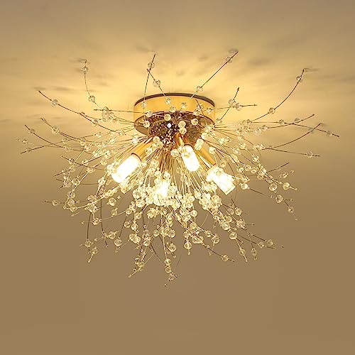 Gold Crystal Flush Mount Ceiling Light