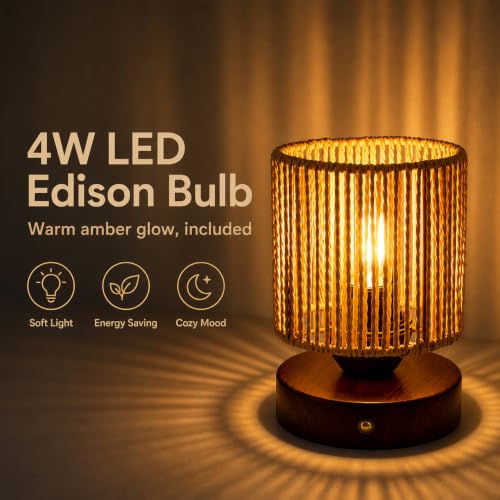 Cordless Rattan Table Lamp