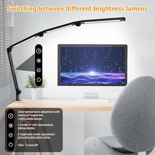 Bright LED Desk Lamp with Clamp