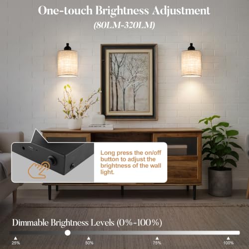 8 Inch Battery Operated Wall Sconces Set of 2 (2 Count)