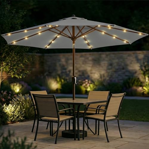 10FT Solar Patio Umbrella with Lights