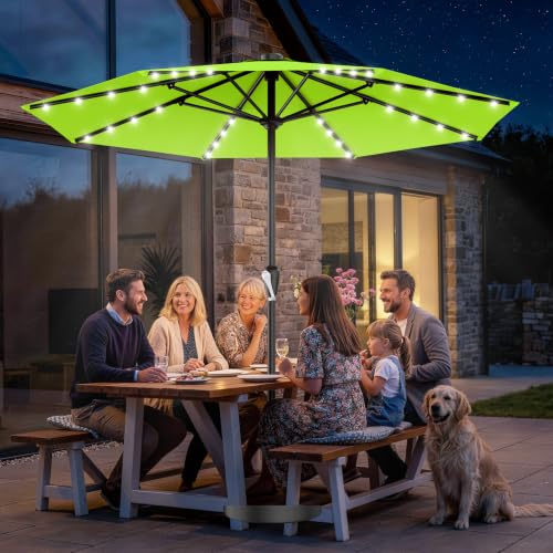 12FT Large Patio Umbrella with Solar Lights