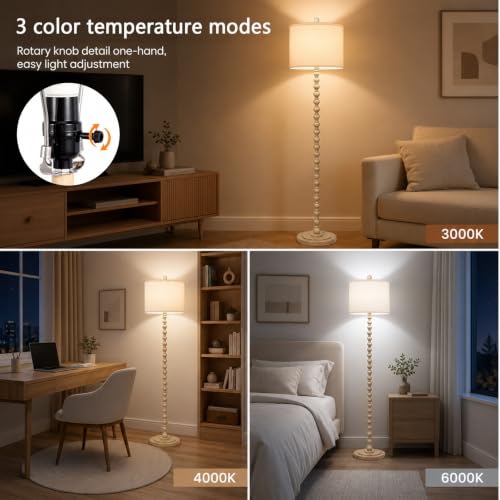 Farmhouse Floor Lamp for Living Room (Wash White)
