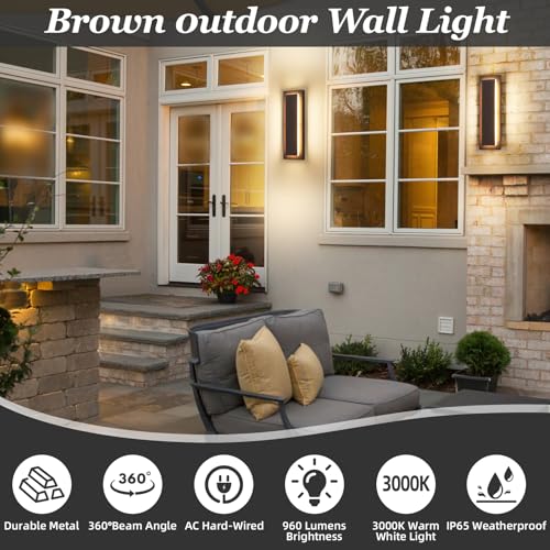 Brown Outdoor Wall Sconce Exterior Lights Fixture 15.7 in (2 Count)