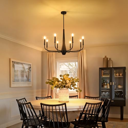 8 Light Large Black Chandeliers for Dining Room Light Fixture Hanging