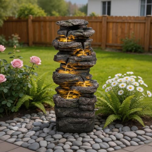 Outdoor Water Fountain with 5 LED Lights