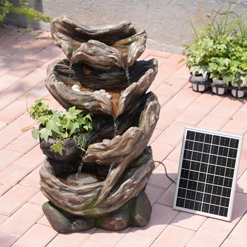 25.2" Tall Solar Water Fountain Outdoor Waterfall Feature