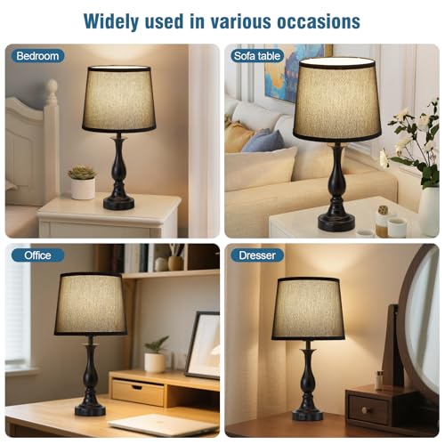 Bedside Table Lamp Touch Control Bedroom Lamps with USB A + C Charging Port 3 Way Dimmable Touch Lamps for Nightstand Living Room Bedroom Dorm Home Office Reading (2 Count)