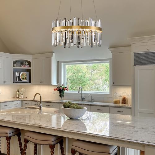 Led Modern Gold Smoke Grey Crystal Chandelier