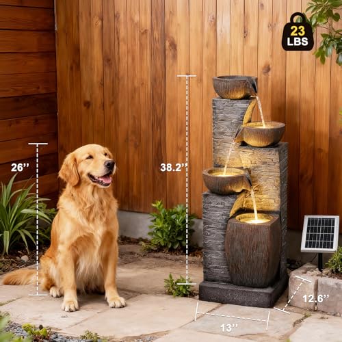 Outdoor Water Fountain 4 Tiers Stone Texture Modern Fountains