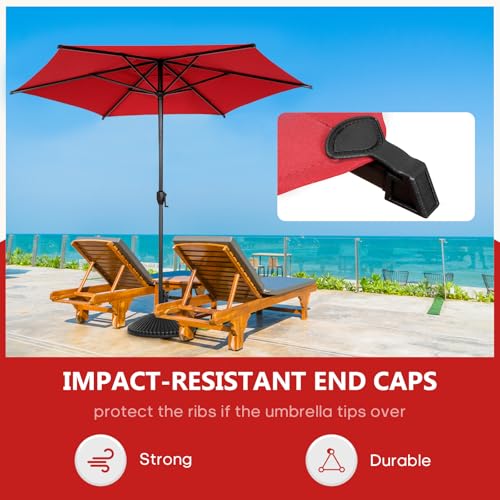 9FT Lyon Outdoor Patio Umbrella Outdoor Table Umbrella with Push Button Tilt and Crank Market Umbrella 6 Sturdy Ribs UV Protection Waterproof for Garden Deck Backyard Pool