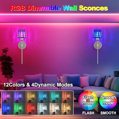 Battery Operated Crystal Wall Sconce Set of 2 (2 Count)