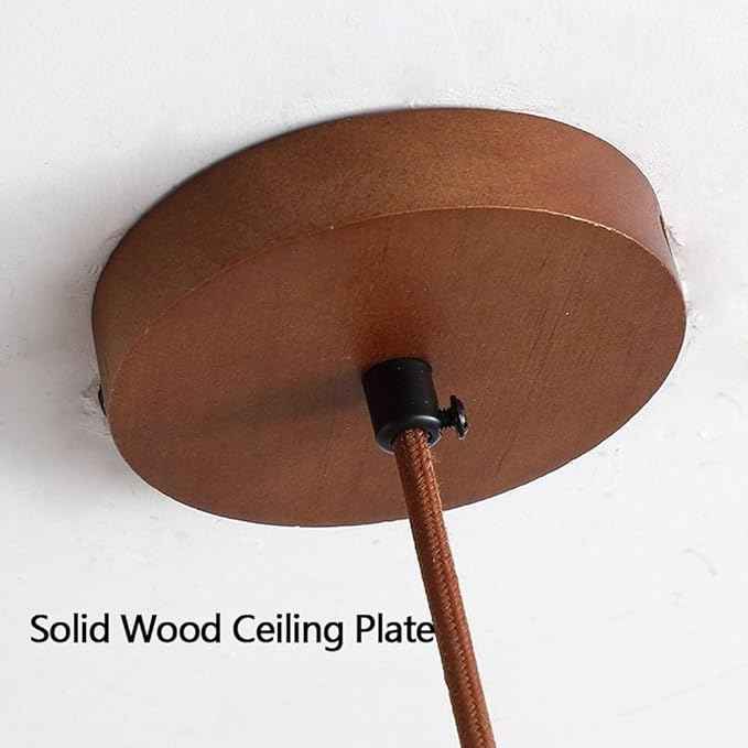 Japanese Wabi-Sabi Pendant Light Rustic Stone and Wood Modern Minimalist Chandelier Beige Natural Wood Accent Lighting Handmade Pendant Lamp for Kitchen Island, Dining Living Room(Beige)