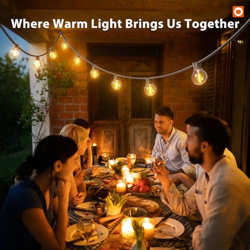 Outdoor String Lights 100FT G40 with APP 54 LED Shatterproof Bulb (100 Foot)