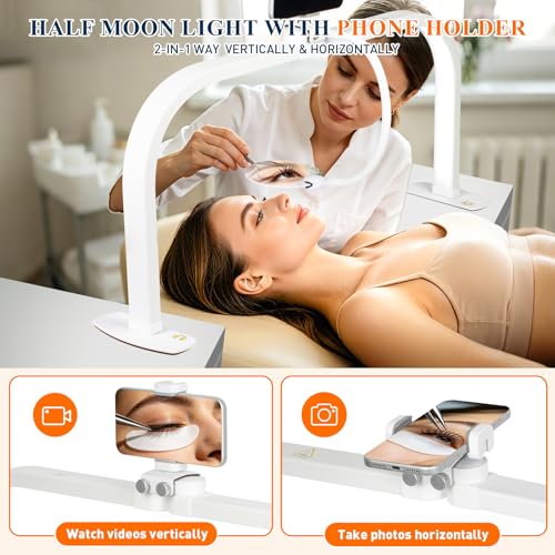 Half Moon Nail Desk Lamp with 5X Magnifier & Phone Holder (5 Count)