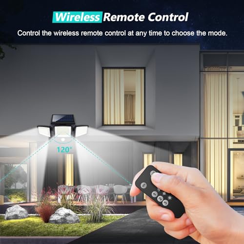 Solar Outdoor Lights 2500LM 210 LED Security Lights with Remote Control (4 Count)