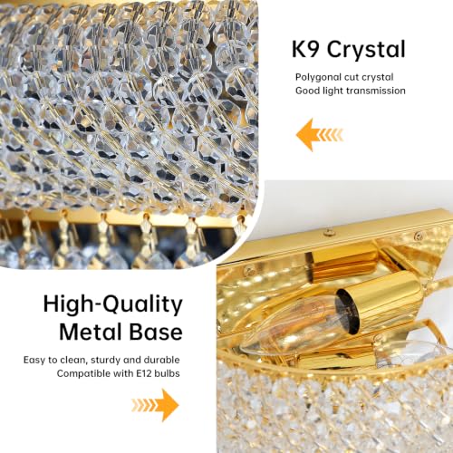 2 Lights Empire Crystal Wall Sconce Light for Living Room