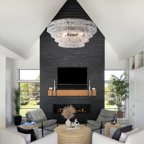 Clear Glass 36 inch Round Chandelier for Dining Room