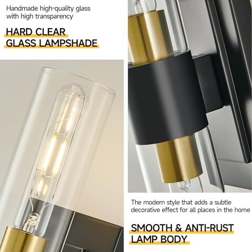 19" Black and Gold Wall Sconce