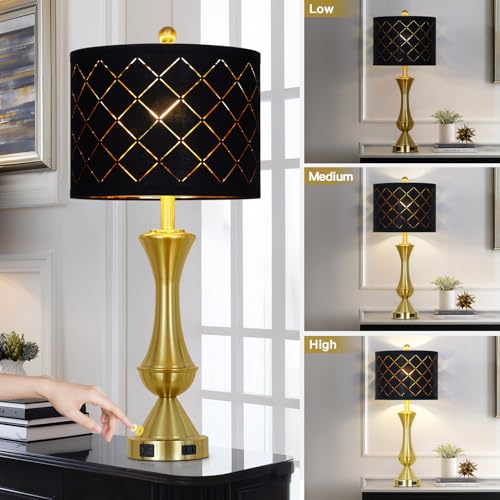 29" Gold Modern Table Lamps Set of 2 (2 Count)