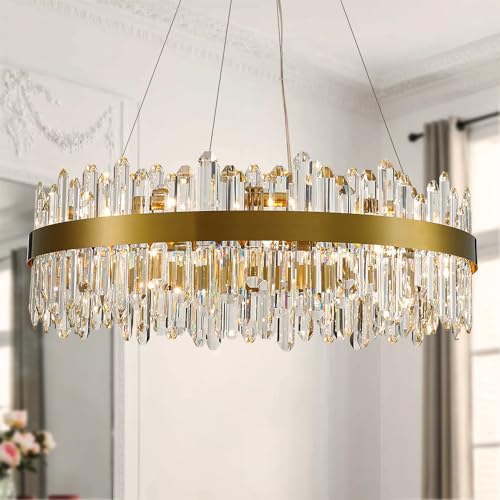 Gold Modern Oval Crystal Chandelier