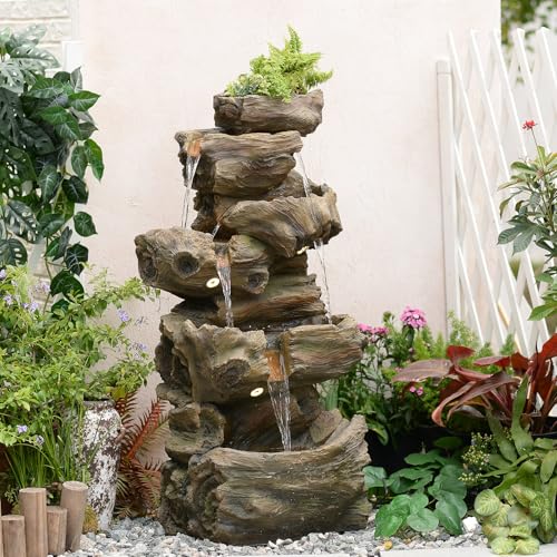 40.6" H Wood Like Water Fountain Indoor & Outdoor 5