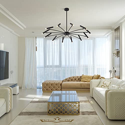Lighting Modern Black Sputnik Chandelier Mid Century Vintage 12