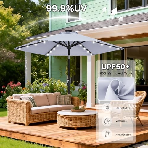 Solar Led Patio Umbrella with 24 Lights 7.5FT