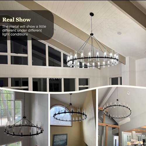 Black Wagon Wheel Chandelier 2 Tier