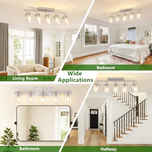 5 Lights Brushed Nickel Track Ceiling Light Fixtures