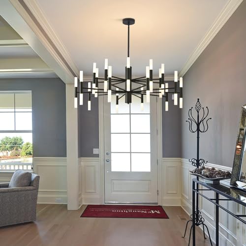 Lighting Black Sputnik Light Fixture Vintage Chandelier Light Fixture 40 Lights Mid Century Modern LED Chandelier Transitional Farmhouse Bedroom Sputnik Ceiling Light