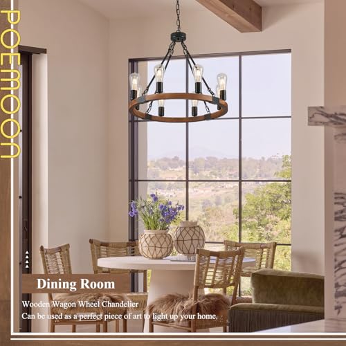 Farmhouse Wooden Wagon Wheel Chandelier 8
