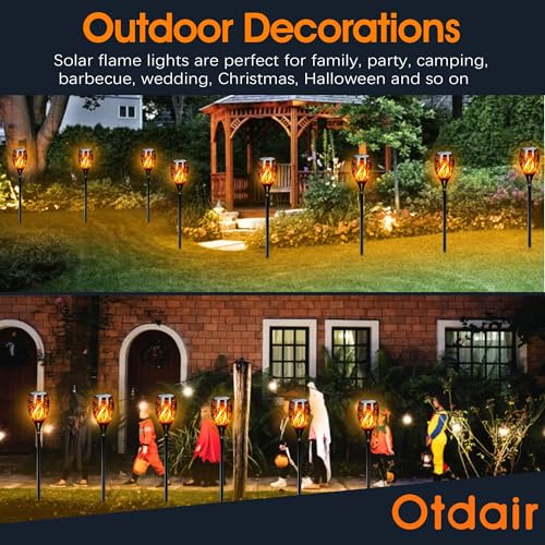 43" Solar Torch Lights Outdoor with Flickering Flame for Halloween (4 Count)