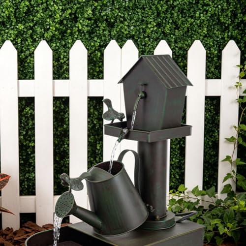 3 Tier Outdoor Fountain 23" Rustic Waterfall Garden Patio Decor