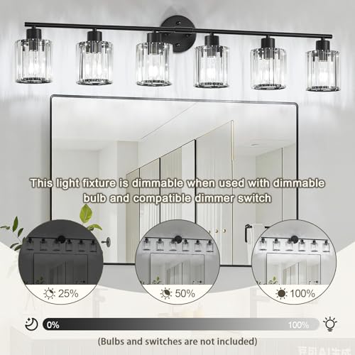 Modern Black Crystal Bathroom Light Fixtures