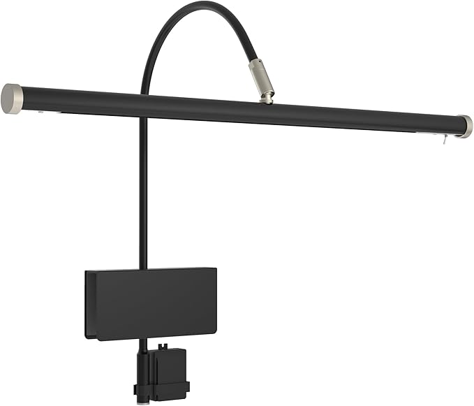 Cocoweb 19" LED Grand Piano Light in Black with Satin Nickel Accents with Dimmer Clip - Aura Lighting