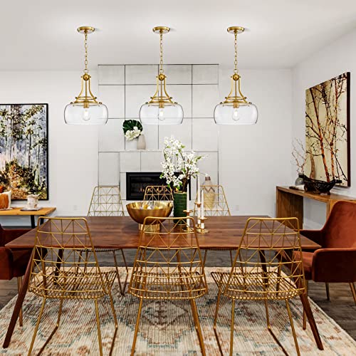 Chandelier Rustic Farmhouse Industrial Round Ceiling Pendant LED Light Fixture with Clear Glass Shades for Dining Room Kitchen Island Foyer Entryway