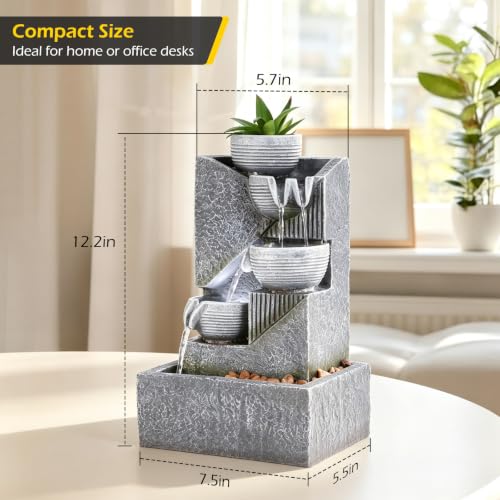 Tabletop Water Fountain Waterfall Fountains Indoor with LED
