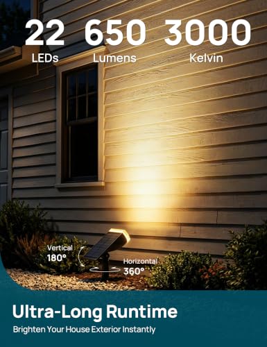 Solar Lights Outdoor Waterproof LED Spotlights Warm White 2 Pack (2 Count)