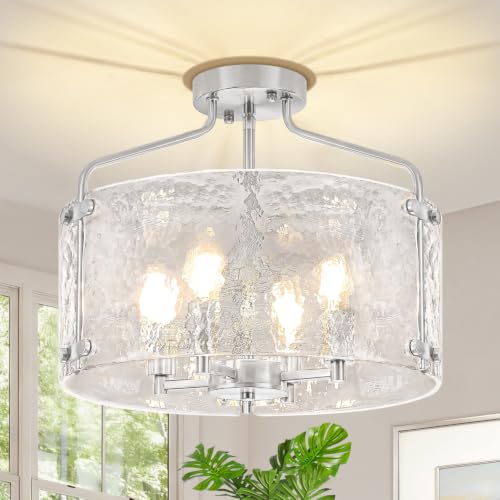 Modern Brushed Nickel Semi Flush Ceiling Light