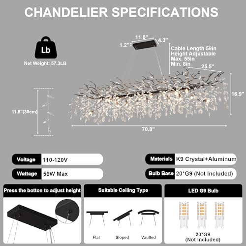 71" Black Crystal Chandelier