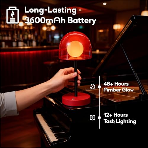 Cordless Red Table Lamp