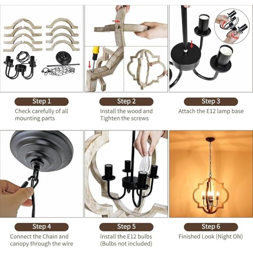 White Wood Chandelier 4 (4 Count)