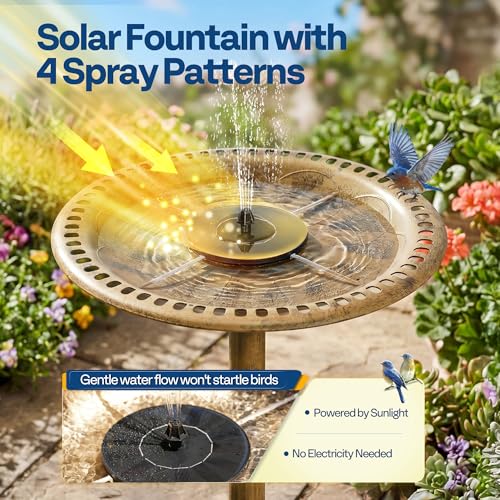 Bird Bath with Solar Fountain for Outside