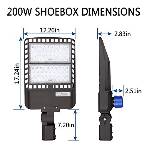 200W LED Parking Lot Light with Photocell Shoebox Light 3 Pack (3 Count)