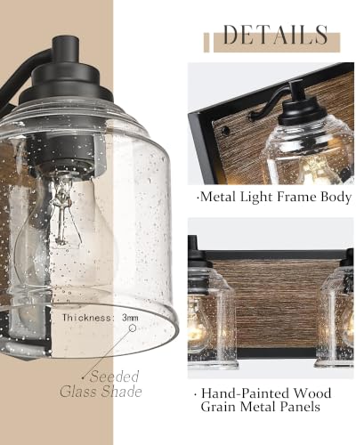 23" 3 Light Farmhouse Bathroom Vanity Light with Bubble Glass