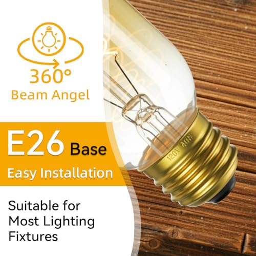 6 Pack Edison Light Bulbs 40 Watt Dimmable T45 Vintage Warm Bulbs (6 Count)