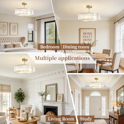 Modern Gold Crystal Chandelier for Dining Room 16 Inch (Gold / 16 in)